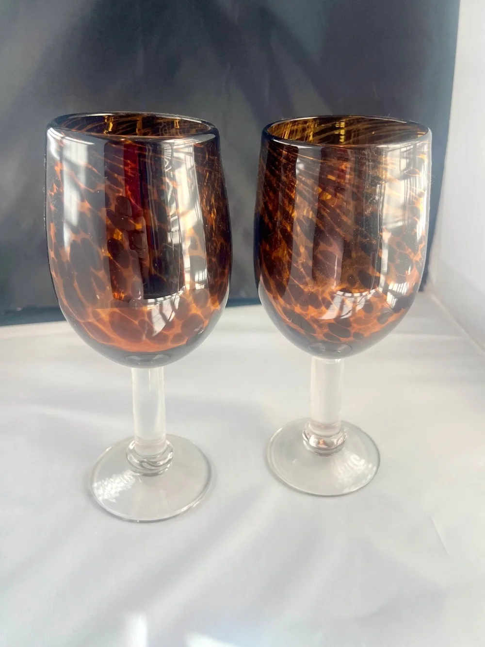 Tortoiseshell Amber Wine Glasses - Set of 2